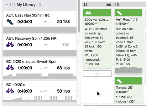 Workout library interface